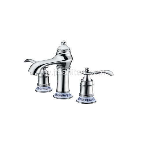 ကြေးဝါရေချိုးခန်း Dual Handle Sink Taps